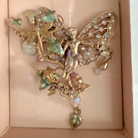 Vintage Kirk’s Folly Autumn Mist Angel Fairy Brooch - Picture 1 of 3